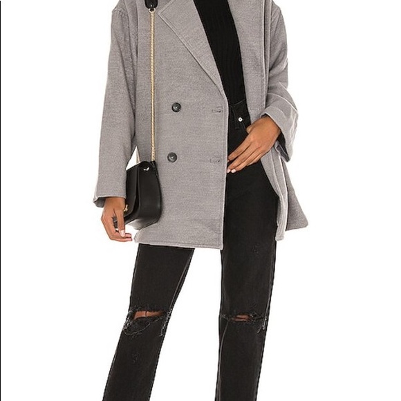 Free People Hannah Slouchy Double Breasted Coat in Gray (washed black) SZ M - Picture 7 of 9